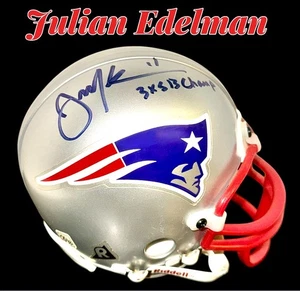JULIAN EDELMAN AUTOGRAPHED SIGNED N. E. PATRIOTS MINI HELMET wAPCOA - Picture 1 of 7