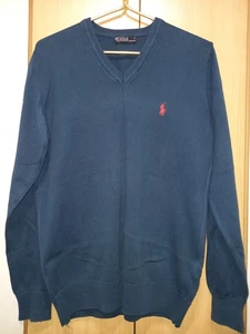 Polo Ralph Lauren 100% Baumwolle Pullover Herren Pulli Blau V-Ausschnitt Gr. M - Bild 1 von 4