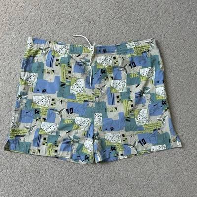 Nat Nast Shorts XXL Swim Trunks Lined Pockets Aviation Maps Airplanes Blue - Image 1 of 4