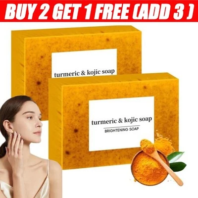 Turmeric Kojic Acid Brightening Soap ,Skin Whitening Dark Spots lightening Acne~