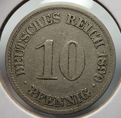 10 PFENNIG 1890 JJ GERMANY COPPER NICKEL COIN - Image 1 of 2