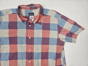 Patagonia Shirt Mens Extra Large Plaid Pink Blue Casual - Picture 1 of 8