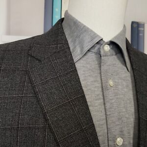 Jos A Bank Sport Coat Mens 42R Wool Windowpane Two Button Double Vented Blazer