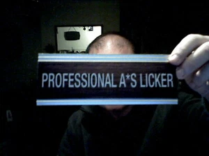 PROFESSIONAL A"S LICKER METAL DESKTOP LABEL BIRTHDAY CHRISTMAS SECRET SANTA - Picture 1 of 2