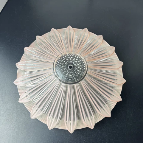 Retro 30's Frosted Pink Glass Sunflower Shade Ceiling Light Cover-Reclaimed EUC Cover