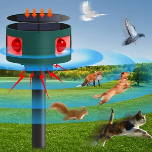 Solar Tiervertreiber Ultraschall Abwehr Marder Katzen Hunde Abwehr Schreck Grün - Bild 1 von 8