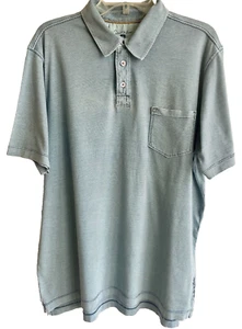 QUIKSILVER Shirt Men's Large Polo Light Blue White Striped 100% Cotton Pocket - Picture 1 of 24