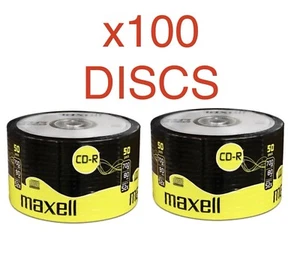 100 x Maxell CD-R RECORDABLE CD’s Extra Protection 52x Speed 700MB Blank Disc - Picture 1 of 1