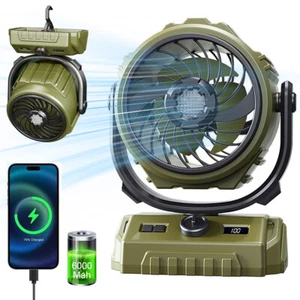 6000mAh Portable Camping Fan, Rechargeable Outdoor Fan with LED Lights 100 speed - Picture 1 of 15