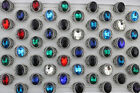 Wholesale Lots 32pcs Women Men Jewelry Big Colorful Glass Alloy Rings Free P