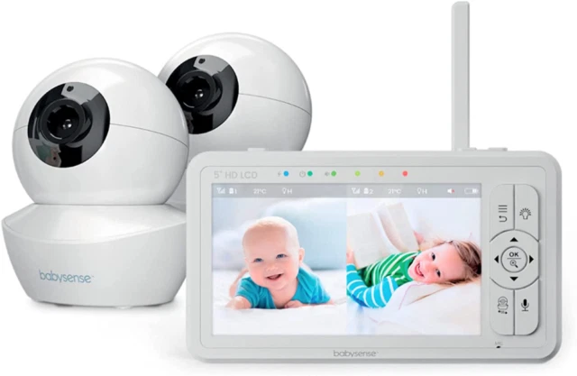 BabySense 5" HD Split-Screen Baby Monitor Video Baby Monitor with Camera