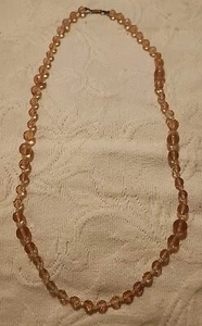 Pretty Miriam Haskell Necklace Amber Glass Beads Single Strand 30 Inch - Picture 1 of 7