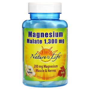 Nature s Life Magnesium Malate 1 300 mg 100 Tablets GMP Quality Assured,