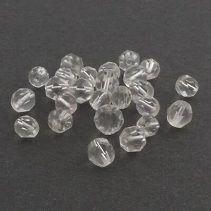 Lot (24) Czech Vintage faceted crystal clear glass beads 6-8mm - Picture 1 of 2
