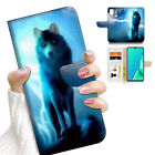 ( For Samsung A21S ) Wallet Flip Case Cover AJ23486 Night Wolf
