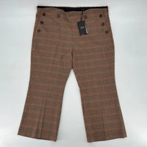 NWT Halogen Women's Crop Pants Sz 18 Beige Multicolor Houndstooth Stretch - Picture 1 of 17