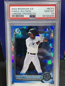 2022 Bowman Prospect Chrome Sapphire Kahlil Watson PSA 10 Gem MINT BCP3 MARLINS - Picture 1 of 2