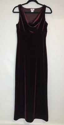 MICA Vintage 90’s Burgundy Velveteen Maxi Dress Cowl Neck Sleeveless Sz 6 EUC - Image 1 of 4