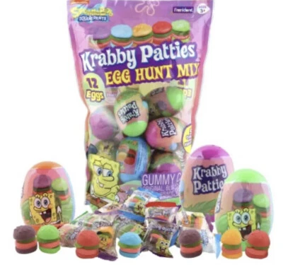 Spongebob Krabby Patties Egg Hunt Mix 12 Candy Filled Easter Eggs,3.81oz-SHIP24H - Image 1 of 4