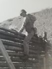 Ww2 Us Military Soldier Scaling Wall 1943 Photo ~ Camp Cooke, Ca ~ Velox Paper