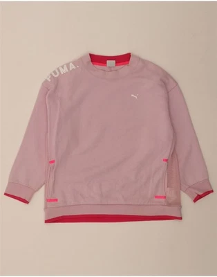PUMA Womens Oversized Graphic Sweatshirt Jumper UK 12 Medium Pink Cotton AL15 - Image 1 of 3