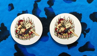 MAN'S RUIN (SET 1) -  PAIR OF PRINTED ROUND COASTERS - Image 1 of 2