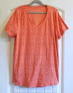 Soft Surroundings Coral Orange V-Neck Short Sleeve Women's Tunic Top Tee SZ XL - Picture 1 of 2