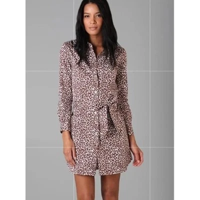 Платье-рубашка DIANE VONFURSTENBERG Laney с 6 свежими хлопковыми карманами и анималистическим принтом на защелках - Изображение 1 из 4