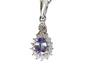 Tanzanite & White Zircon Pendant and 18 inch Chain, 925 Sterling Silver, 0.75 ct - Picture 1 of 4