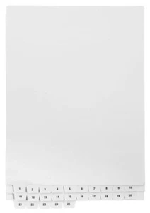 Bottom Numbered of Tabs 1-25 - Legal Exhibit Dividers - White Paper Dividers ... - Picture 1 of 4