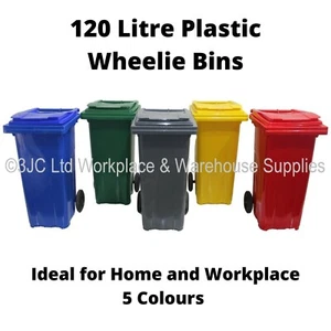 NEW 120 Litre Plastic Wheelie Bin for Waste Management & Recycling - 5  Colours - Picture 1 of 14