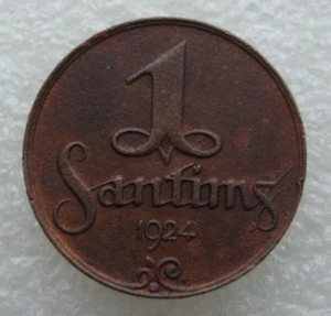 Latvia 1 Santims 1924 Bronze Coin S12 - Picture 1 of 7