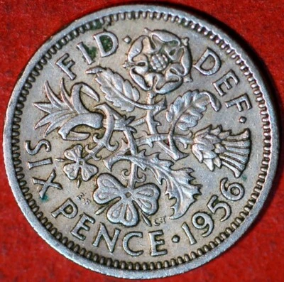 Great Britain 6 Pence 1956 Elizabeth II KM# 903 - Image 1 of 2