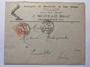 10I1 Antigua Carta Con Encabezado Publicitario Empresa Sello Châteauroux 1903 - Bild 1 von 2