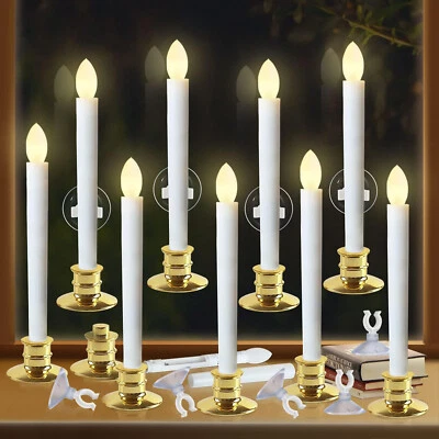 2/6/10 PIEZAS LED Vela Ventana Luz Velas Cónicas Sin Llama con Ventosas EE. UU. Foto 1 de 4