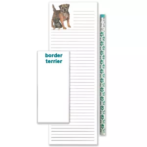 Border Terrier To Do Liste magnetischer Einkaufsblock Notizblock & Bleistift Geschenkset - Bild 1 von 1