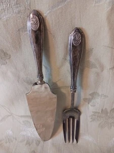 1933 Chicago World's Fair CHEESE KNIFE & FORK SET Weighted Sterling - Picture 1 of 13