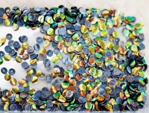 Rare Gold Orange Drilled Real Jewel Beetle Wings 6 mm. Sequins 600 PCs./ 5 g. - Picture 1 of 4