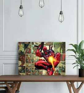 DEADPOOL 1-FRAMED CANVAS WALL ART COMIC SUPERHERO PICTURE PAPER PRINT- RED - Picture 1 of 12