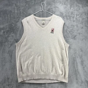 LL Bean Sweater Vest Mens Large Beige Lightweight V Neck Designer Outdoors - Picture 1 of 11