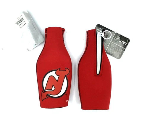 2 PK NEW JERSEY DEVILS ZIPPERED BOTTLE KOOZIES COOLERS FREE SHIP Cover