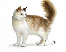 @ Original Oil Portrait Painting Laperm Chordata Tortie Point Signed Cat Artwork
