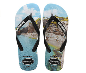 Havaianas Kids' Top Photoprint Flip Flop Sandal, Black/Turquoise, US 10 M, NWT