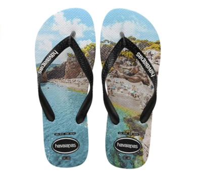 Sandalia Chanclas Havaianas Top Estampado Fotográfico para Niños, Negra/Turquesa, EE. UU. 10 M, NUEVA CON ETIQUETAS Foto 1 de 4