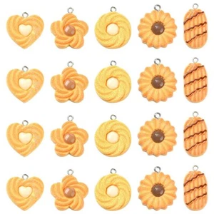 30Pcs Resin Cookie Charms Biscuit Heart Flower Round for Crafts Jewelry Making - Picture 1 of 5
