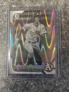 Pedro Pineda 2022 Bowman Chrome Draft Black & White Ray Wave ,Oakland Athletics - Picture 1 of 2