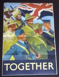 1941 WW2 WWii UK BRITAIN WAR AFRICA UNION JACK SIKH INDIA WAR PROPAGANDA POSTER - Picture 1 of 2