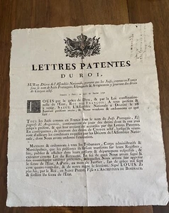 JUIFS. Affiche, Lettres patentes du Roi, Sur un Décret de l'Assemblée nationale, - Bild 1 von 7