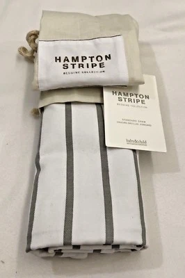 Restoration Hardware Hampton Stripe Standard Sham 100% Cotton Grey NEW $39 - Image 1 of 4