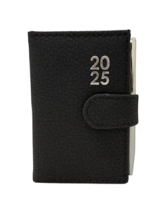 2026 Page a Day A7 Diary Soft Leather Feel Pocket Size Journal With Pen - BLACK - Picture 1 of 2